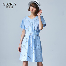 GLORIA/歌莉娅2018夏季连身袖收腰连衣裙186K4B9QA图片