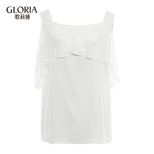 GLORIA/歌莉娅女装2018夏季桑蚕丝露肩上衣185C3A100图片