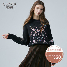 GLORIA/歌莉娅女装冬季新款绣花套头毛衣17SK5J340图片