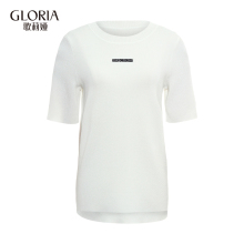 GLORIA/歌莉娅2018半高领字母绣花短袖针织衫184K5G200图片