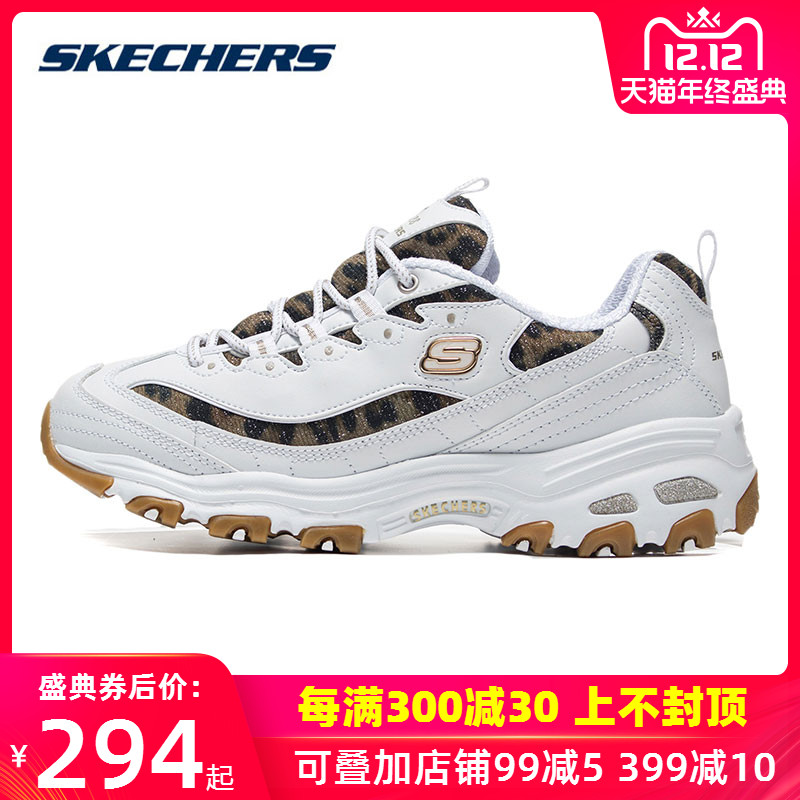 Skechers Women's Shoes 2019 New D'lites Panda Shoes Thick soled Wear resistant Running Shoes Casual Shoes