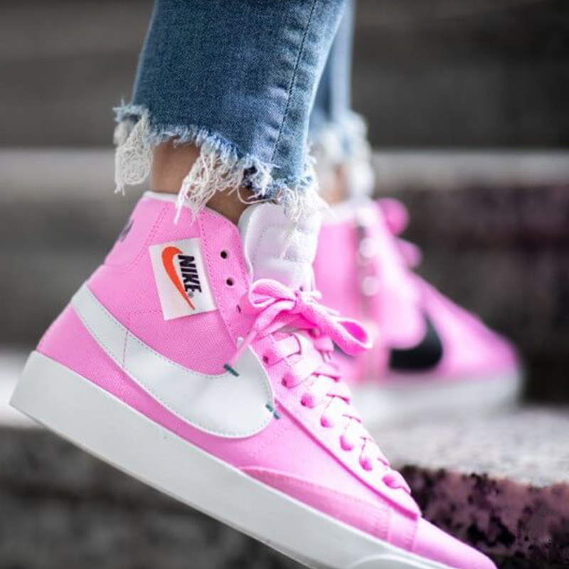 NIKE Nike Women's Shoe 2019 Autumn New BLAZER Pioneer Sakura Pink Zipper Deconstructed High Top Casual Board Shoes