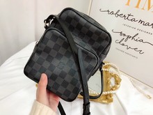 日本中古二手正品LV路易威登老花石墨灰棋盘格相机包斜挎单肩包