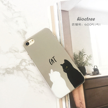 8代黑白瞪眼猫咪iphoneX苹果6sP防摔软7手机壳米5x红米note4套