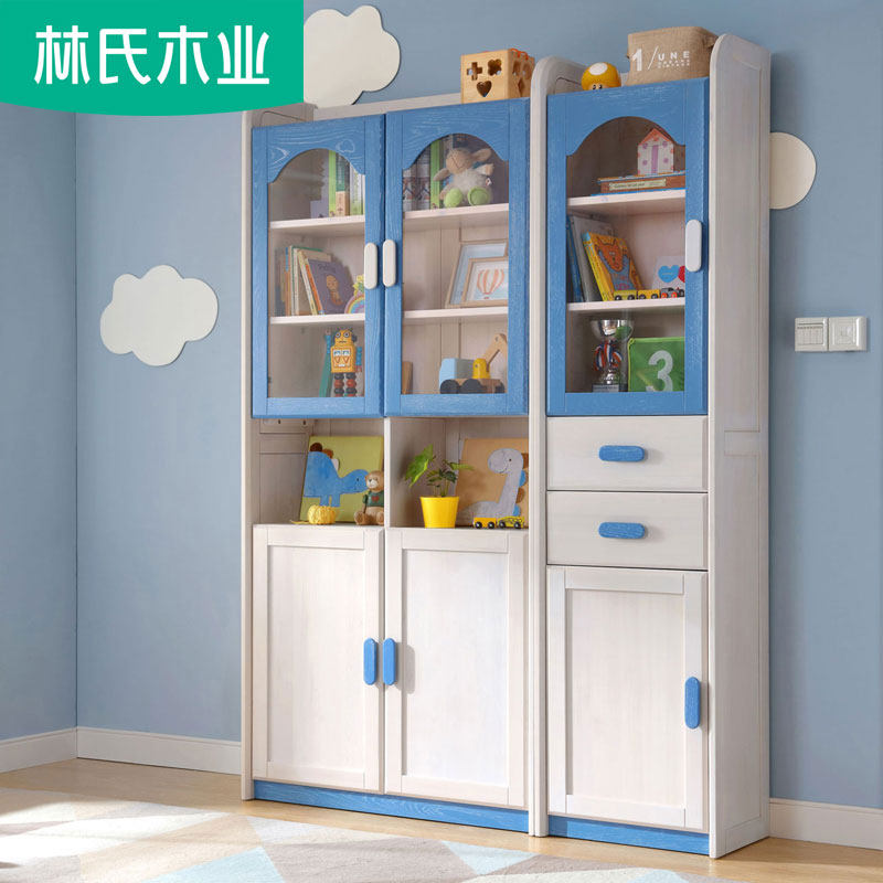 客厅省空间小宝宝男孩女孩多功能松木全实木儿童书柜书架组合ED1X