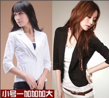 2013春秋装女装韩版翻领小西装外套女修身七分袖纯色女士小西服大