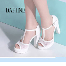 1016303005 超高跟粗跟透气网布时装 达芙妮正品 女凉鞋 新款 Daphne