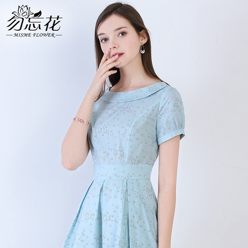 连衣裙 勿忘花夏装 时尚 印花裙子春夏季修身 2