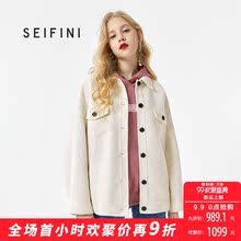 诗凡黎冬季翻领学生羊毛双面呢大衣宽松毛呢外套女韩版2018新款图片