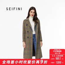 诗凡黎冬季复古格子双面呢大衣宽松毛呢外套女中长款韩版2018新款图片