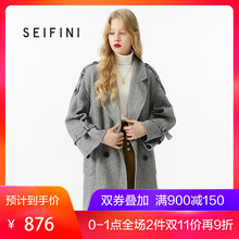 诗凡黎冬装新款潮中长款羊毛大衣复古学生双面呢女装外套图片