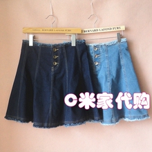 拉夏贝尔夏装2018新款女正品拉贝缇高腰牛仔短裙半身裙60006884图片