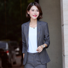 格子小西装套装女装休闲韩版春秋季格纹西服外套chic时尚2018新款图片