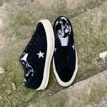 白菜 CONVERSE ONE STAR 黑色高端翻毛滑板鞋情侣鞋低帮160584C