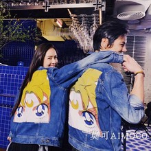 MEAY美少女战士印花宽松牛仔衣外套女 MOCO 2019秋款 郭碧婷同款