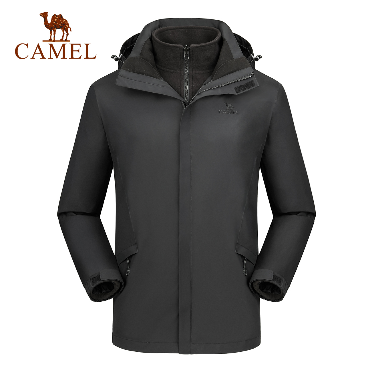 Camel Waterproof and Breathable Charge Coat Men's and Women's Taslon Shell Detachable Two Piece Mountaineering Suit Men's Middle Age