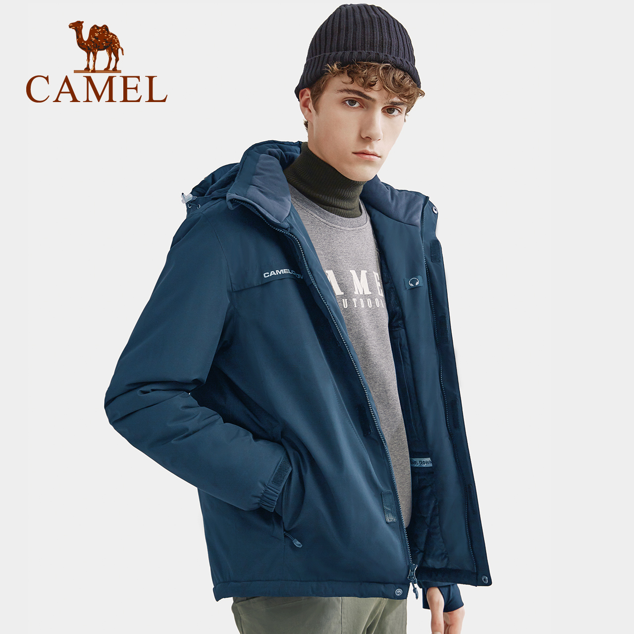 Camel Outdoor Charge Coat 2019 Autumn and Winter New Men's and Women's Waterproof, Moisture Permeable, Windproof, Cold and Warm Couple Charge Coat