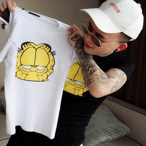 社会精神小伙短袖t恤男网红同款2019夏季上衣服修身快手红人半袖