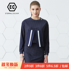 永恒颜色2018显瘦气质明线装饰圆领长袖拉链上衣卫衣女J199S518图片