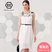 永恒颜色2018夏女装新款时尚蕾丝拼接无袖连衣裙中长款J295L058图片