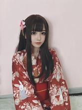 日式和风yukata可爱桃花祈愿兔连衣裙改良浴衣和服女写真Cos