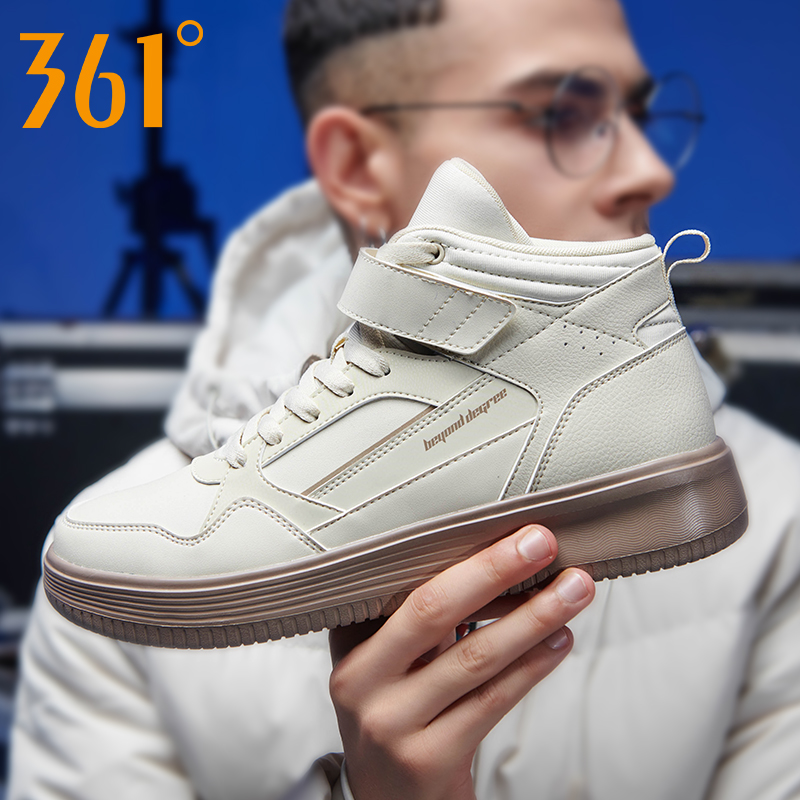 361 men's shoes Air Force One in autumn and winter 2019 361 degree autumn high top board shoes white shoes casual plush sneakers Y