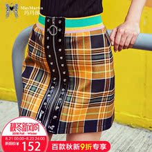 玛玛绨2018秋装新款时尚收腰包臀裙韩版修身显瘦小清新格子半身裙图片