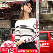 玛玛绨条纹针织衫秋装女2018新款韩版修身显瘦薄款甜美慵懒风毛衣图片