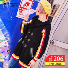 玛玛绨2018秋冬新款女士毛衫开衫女中长款针织衫黑色宽松外套毛衣图片