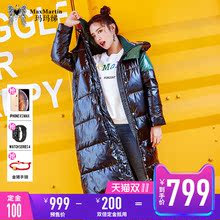 玛玛绨羽绒服女中长款过膝冬装2018新款宽松时尚连帽加厚保暖大衣图片