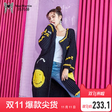 玛玛绨2018秋冬新款卡通中长款针织衫女韩版个性粗毛线开衫外套潮图片