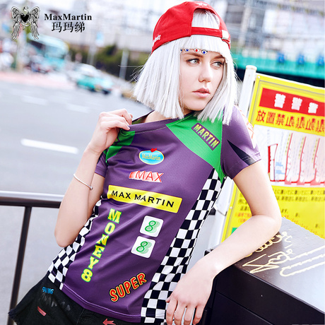 玛玛绨2018夏装新款个性印花怪味少女上衣欧美风bf修身短袖T恤女商品大图