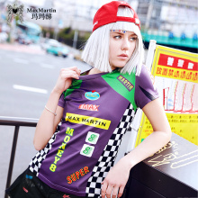 玛玛绨2018夏装新款个性印花怪味少女上衣欧美风bf修身短袖T恤女图片