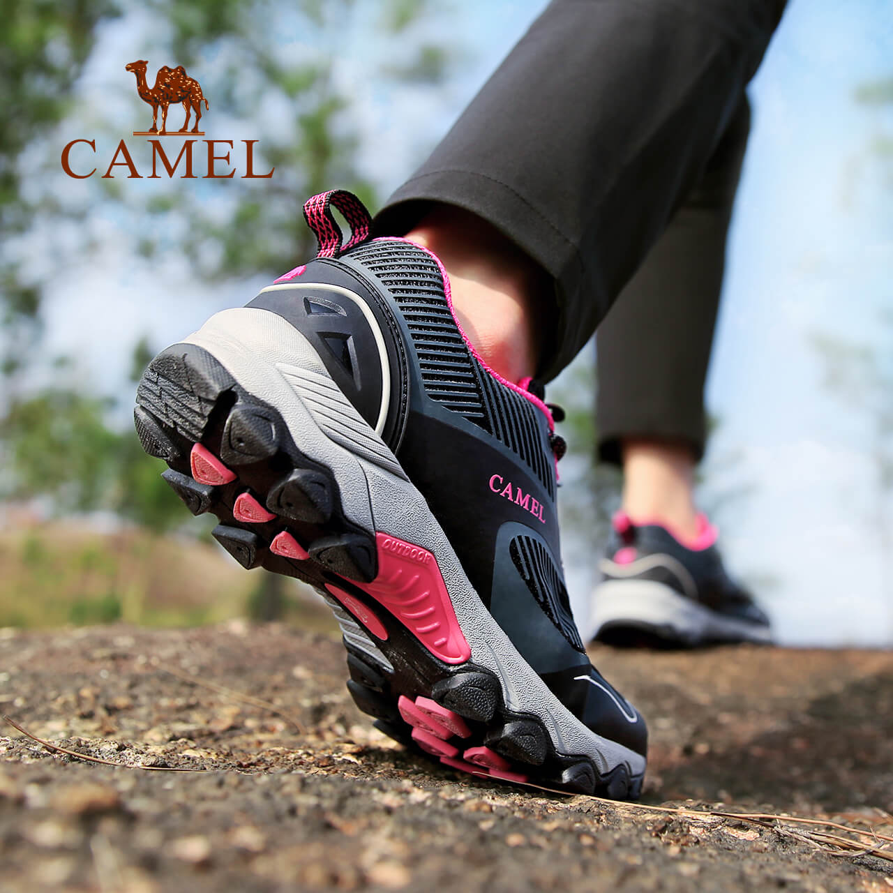 Camel Outdoor Hiking Shoes Women's Mountaineering Shoes Spring and Summer Lightweight Mesh Shoes Women's Shoes Comfortable Rebound Shock Absorbing Casual Shoes