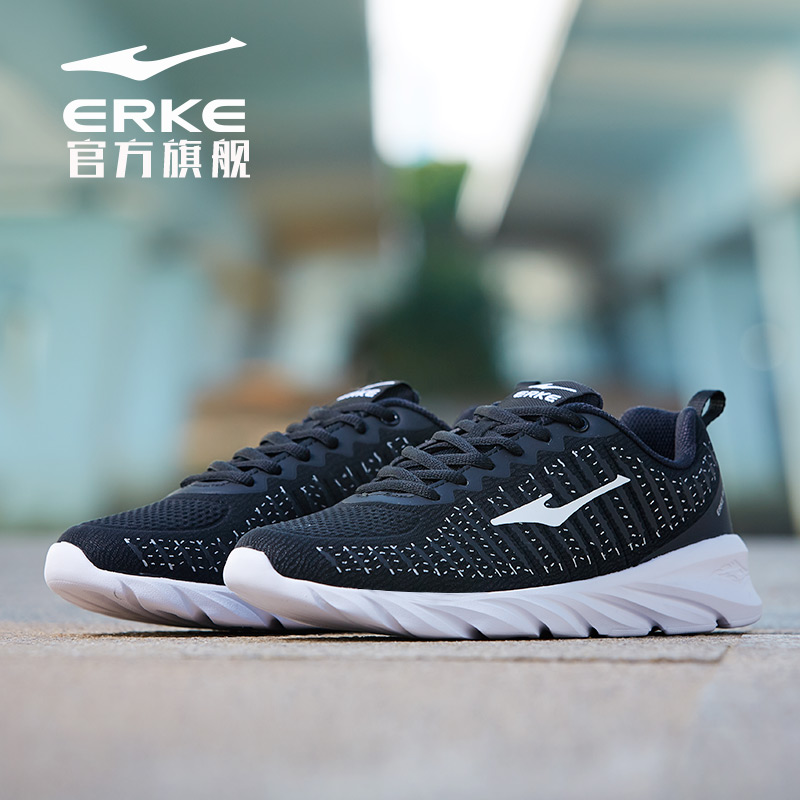 ERKE Running Shoes Sneakers Men's 2019 New Fashion All Black Lightweight Wear resistant Casual Breathable Men's Shoes