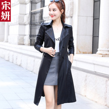 2018秋装新款皮衣女中长款时尚修身韩版显瘦女装pu皮风衣女士外套图片