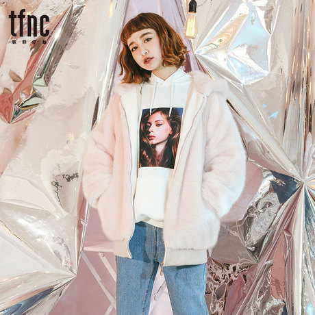 TFNC2018秋冬新款韩版女装中长款皮毛一体拉链毛绒大衣皮草外套商品大图