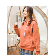 茵曼旗舰店加绒加厚卫衣女带帽韩版2018冬装新款宽松长袖上衣连帽图片