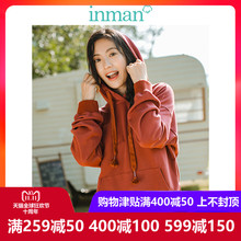 茵曼旗舰店连帽抽绳休闲运动宽松落肩长袖卫衣女2018冬装新款外套图片