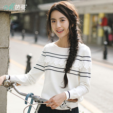 茵曼旗舰店套头针织衫女装2018秋装新款圆领条纹长袖打底衫女毛衣图片