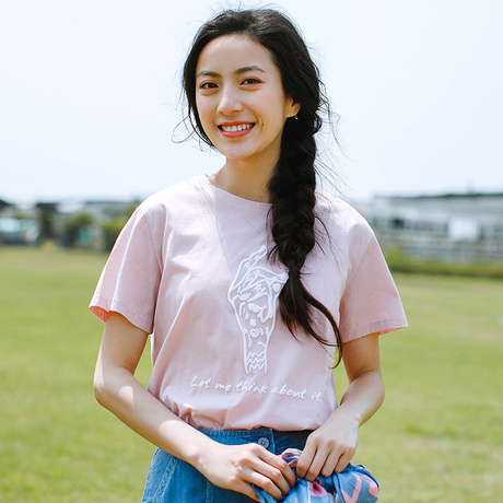 茵曼旗舰店全棉印花短袖T恤女宽松上衣2018夏装新款圆领半袖体恤商品大图
