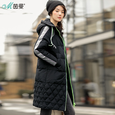 茵曼旗舰店羽绒服女中长款2018冬装新款显瘦保暖鸭绒羽绒服女外套商品大图