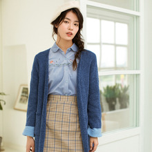 茵曼旗舰店开衫外套女中长款2018秋季新款宽松打底衫女毛衣针织衫图片