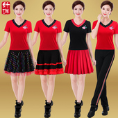 新款 2019夏季莫代尔短袖 套装 纤伽广场舞服装 中老年女舞蹈跳舞衣服