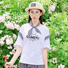 西子小荷宽松大t恤女bf风韩版学生半袖2018新款夏装少女上衣短袖图片