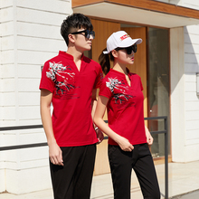 情侣装夏装2018新款气质潮短袖V领t恤运动休闲套装女夏季半袖qlz图片