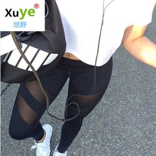 lady mesh joint high waist sports leisure skinny yoga pants