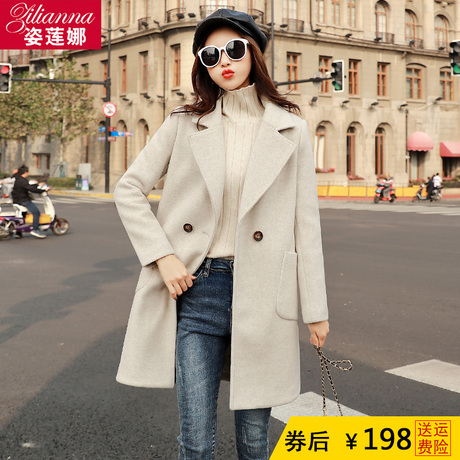 加厚毛呢外套中长款女装2018秋冬季新款小个子赫本风呢子大衣显瘦商品大图