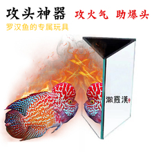 罗汉鱼起头专用沙包三角镜子爆头三面镜攻头三菱镜火气双面镜逗鱼