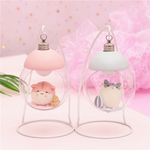 卡通仓鼠小夜灯摆件吊篮灯床头灯卧室小台灯男生女生儿童生日礼物